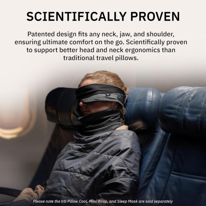 trtl Travel and Airplane Pillow - Real Sleeping Experience on Long Flights - Neck and Shoulder Support - Super-Soft, Lightweight, Easy-to-Carry, and Machine-Washable Flight Pillow - Black - Image 6