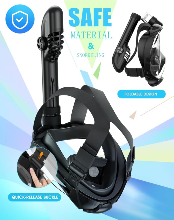 Greatever G2 Snorkeling Gear for Adults 2PCS, Full Face Snorkel Mask with Dry Top Snorkel,Anti-Leak & Anti-Fog Snorkel Mask Adult,Foldable Snorkeling Mask with Camera Mount mesh Bag - Image 4