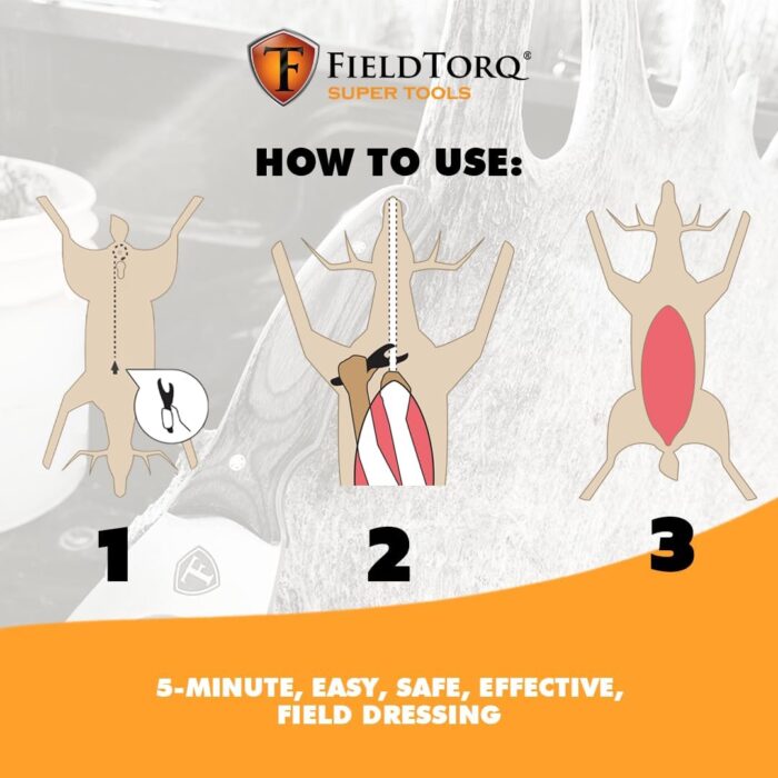 Field Dressing Kit | 4-in-1 Super Tool with Sheath & Sharpener | Skinning Knife for Hunting | Gut Hook | Deer Hunting Knife Set | Stag - Image 9