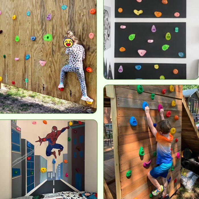 TOPNEW 32 Rock Climbing Holds Multi Size for Kids, Adult Rock Wall Holds Climbing Rock Wall Grips for Indoor and Outdoor Playground Play Set - Image 4