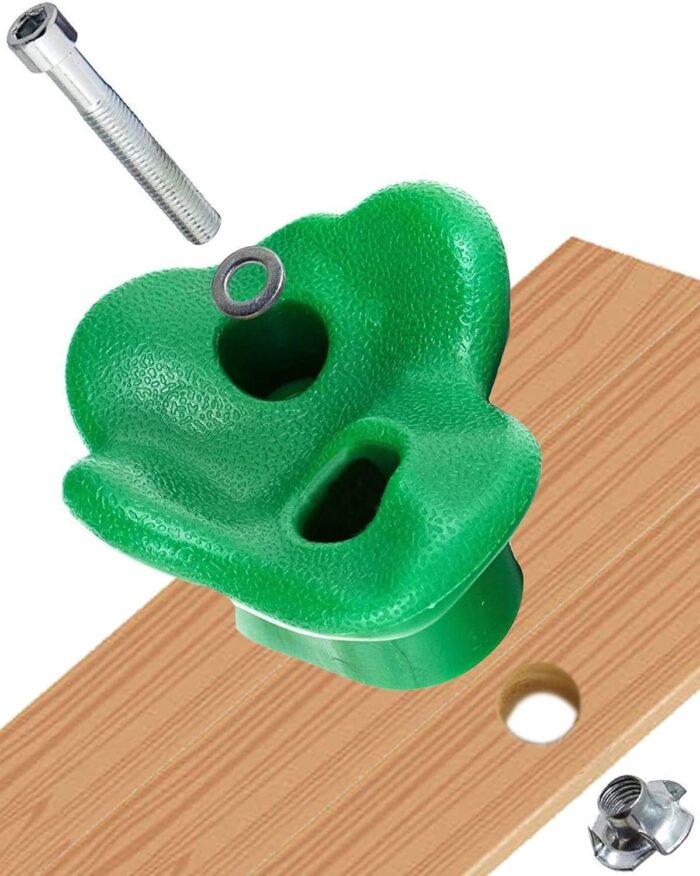 25 Pcs Colourful Pig Nose Shape Rock Climbing Holds with Blue & Green Auxiliary Handles, Indoor Outdoor Playground Wooden Play Set Build Exercise Toy Accessory - Mounting Hardware Kit Included - Image 5