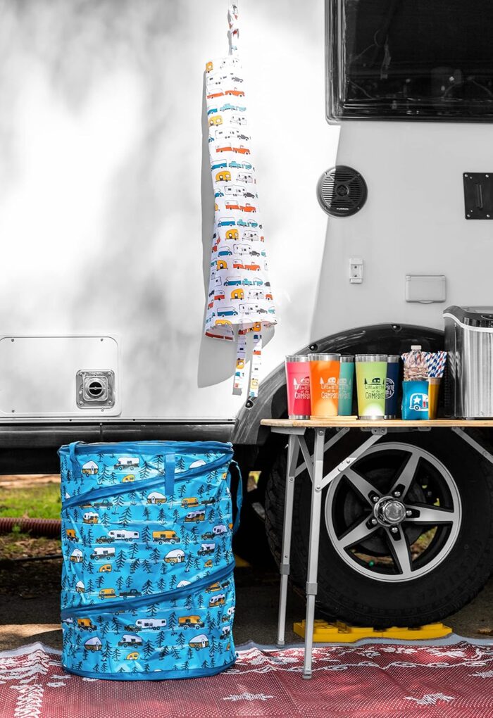 Camco Life is Better at The Campsite Tumbler | Heavy Duty Double Wall Vacuum Insulation | Crafted of 18/8 Stainless Steel | Unique “Life is Better at The Campsite” Design on Cool Blue | 20-oz (53057) - Image 2