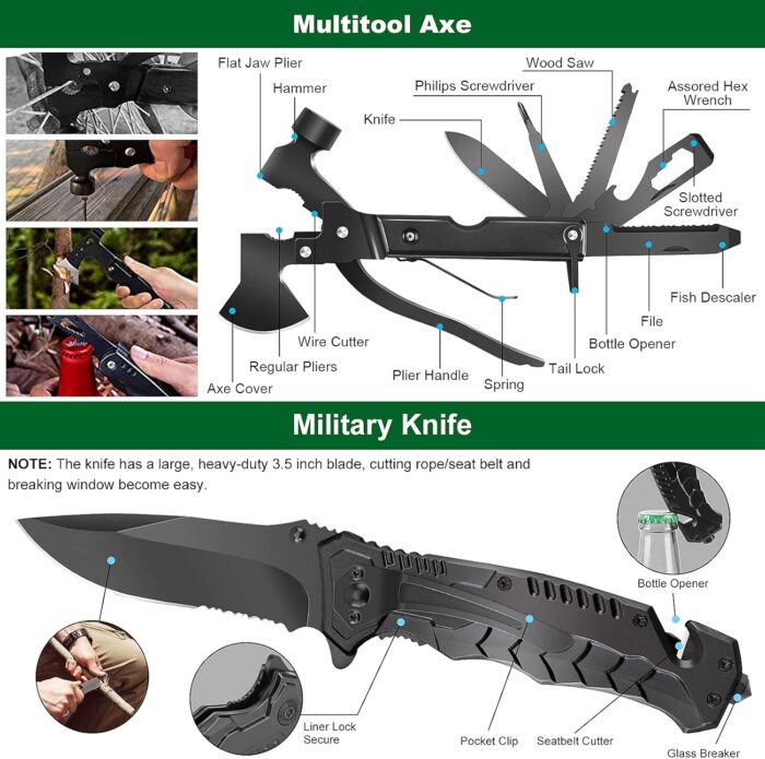 LUXMOM Survival Kit and First Aid Kit, 142Pcs Professional Survival Gear and Equipment with Molle Pouch, for Men Camping Outdoor Adventure/Gifts for Men Dad Christmas - Image 3