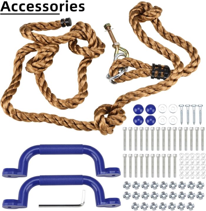 Yaegoo 20 PCS Rock Climbing Holds with Climbing Rope and Handles, Rock Wall Climbing Holds Kit for Indoor and Outdoor Playset, Mounting Hardware Included - Image 3