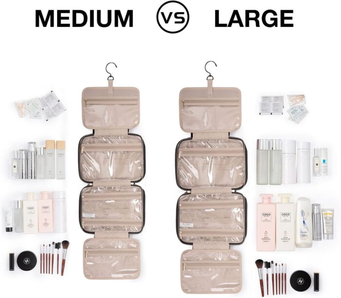 BAGSMART Large Toiletry Bag Travel Bag with Hanging Hook, Water-resistant Makeup Cosmetic Bag Travel Organizer for Accessories, Shampoo, Full Sized Container, Toiletries - Image 2