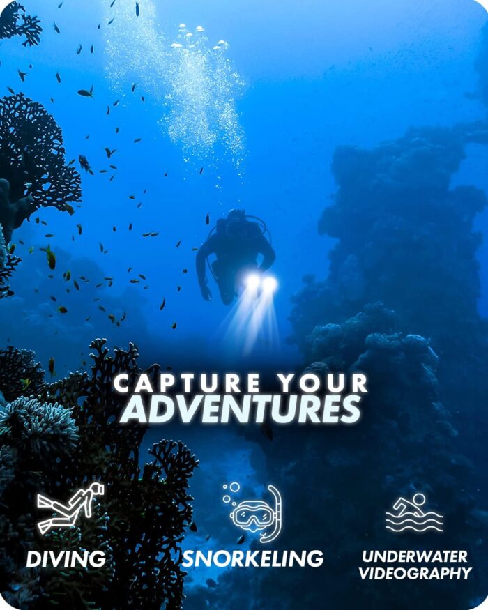 Movo DiveRig1 XL Diving Rig Bundle with Waterproof LED Lights - Compatible with GoPro Hero, HERO5, HERO6, HERO7, HERO8, HERO9, HERO10 and DJI Osmo Action Cam - Scuba Accessories for Underwater Camera - Image 4