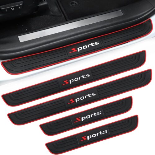 SINGARO Car Door Threshold Protection, 4PCS Door Edge Step Dust Shield Cover, Door Width 19.8x1.57inch Car/SUV Universal Rubber Scratch Resistant Exterior Accessories (Sport)