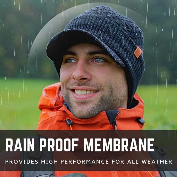 TOP-EX 50% Merino Wool Winter Hats Beanie with Brim Waterproof Warm Fleece Lined for Cold Weather - Image 6