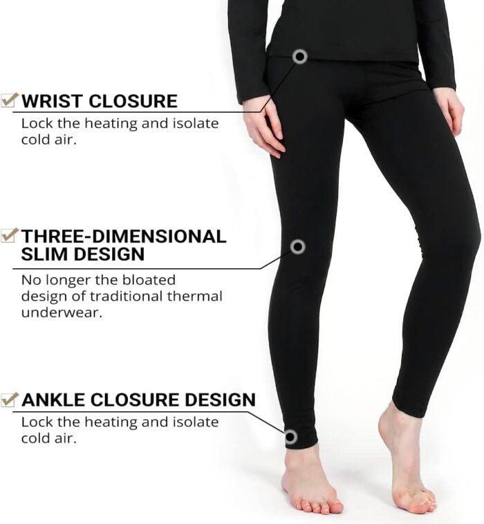 HEROBIKER Thermal Underwear Women Ultra-Soft Set Base Layer Top & Bottom Long Johns with Fleece Lined Winter Warm - Image 3