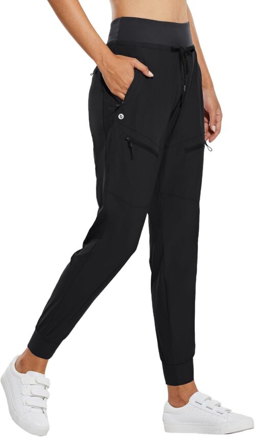 baleaf Women's Joggers Lightweight Hiking Pants High Waist 5 Zipper Pockets Quick Dry Travel Athletic UPF50+