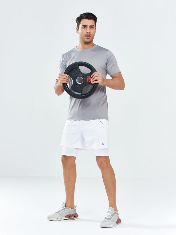 NORTHYARD Men's 2 in 1 Workout Shorts 5" Running Athletic Quick Dry Shorts Gym Sports Basketball Tennis with Phone Pockets - Image 6