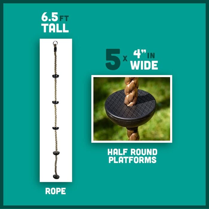Squirrel Products 6.5 ft Climbing Rope with Platforms - Swing Set Accessories - Additions & Replacements for Active Outdoor Play Equipment - Image 6