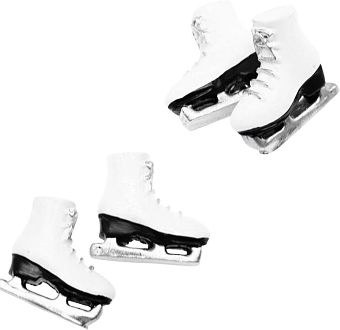 White Dollhouses Miniature Ice Skates - Miniature White Roller Skates, Scale Accessory Roller Shoes Winter Sports Shoes, Realistic Skating Shoes for Playhouse Decor Dollhouse Accessories - Image 3