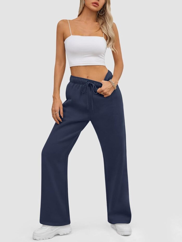 ATHMILE Womens Sweatpants 2025 Baggy Wide Fleece Lined Straight Leg Pants - Image 6