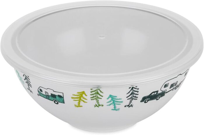 Camco Life is Better at The Campsite Nesting Bowl Set with Lids | Great for On-The-Go Lifestyles | Features (4) Durable Melamine Bowls with (4) Plastic Lids (53451) - Image 8