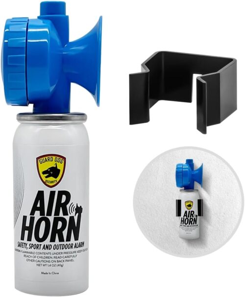 Guard Dog Security Air Horn for Safety, Loud Blow Horn, Hand Held Mini Air Horn, Fog and Boat Horn for Marine, Football Games, Sporting Events and Outdoor Alarms, Powerful 1-Mile Sound Blast 1.4 oz