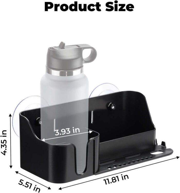 KEMIMOTO Boat Caddy Organizer, Cup Holder Installed With Screws/Suction Cups on Any Flat Surface, Storage Organizer, Cockpit Storage Box for Bass Kayak Pontoon Jon Boat - Image 5