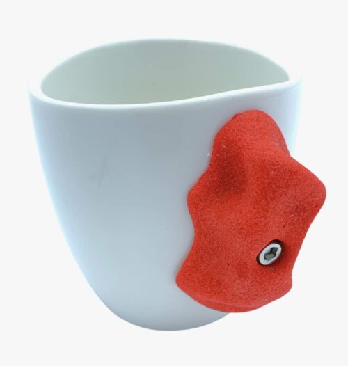 ROCK CLIMBING MUG - Ergonomic pinch grip design for climbers, unique bouldering gift and climbing cup for indoor training, durable climber mug for grip strength enthusiasts - Red