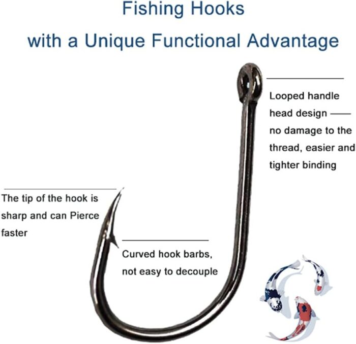 300PCS Small High-Carbon Steel Barbed Fishing Hooks with Holes, 10 Specifications of Fishing Hooks, Portable Boxed Hooks, Powerful Hooks That Can Adapt to Various Fishing Environments - Image 3