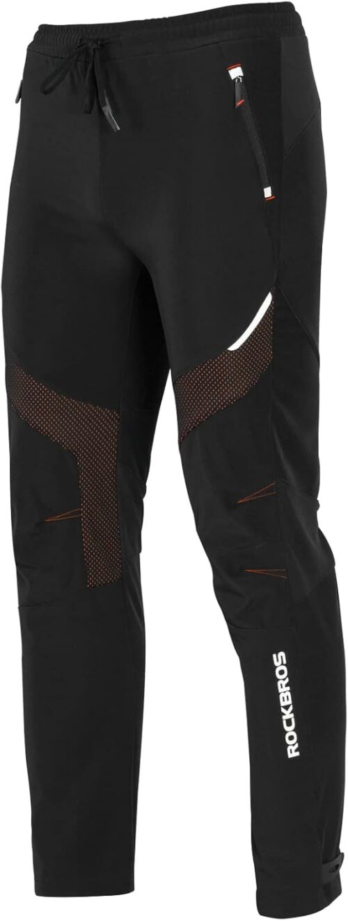 ROCKBROS Winter Cycling Pants Warm Ergonomics Men's Windproof Thermal Bicycling Pants Black