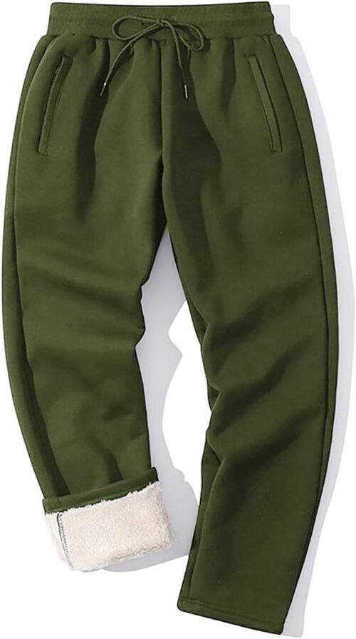 Yameekamulga Men's Winter Fleece Pants Sherpa Lined Sweatpants Active Athletic Running Jogger Track Causal Pants