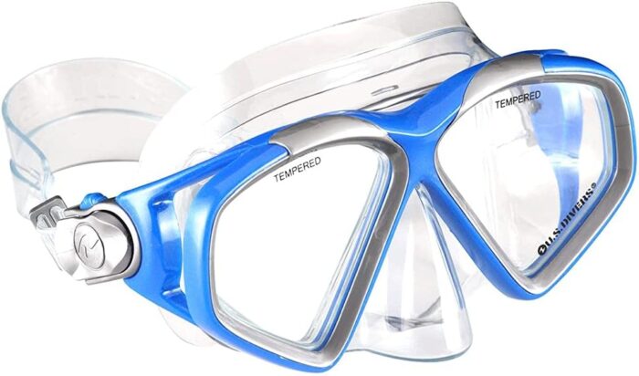 U.S. Divers Cozumel Snorkeling Set. Adult Snorkel Mask, Snorkel, Fins, and Travel Bag, Large 9.5 - 11.5, Electric Blue - Image 2