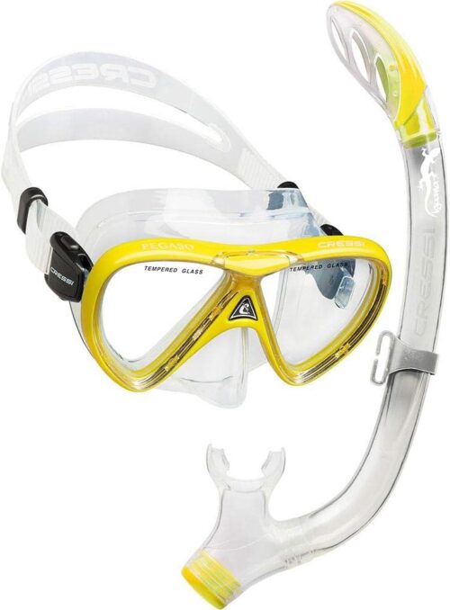 Cressi Snorkeling Silicone Set (Mask & Snorkel) for Kids ages 5 to 15 years old - Pegaso & Iguana: designed in Italy