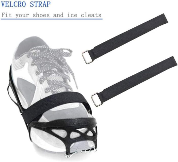 Ice Cleats, Highly elastic Traction Cleats Grippers with tape Straps and Storage Bag, Anti Slip Walk Traction Cleats for Hiking Walking on Snow and Ice - Image 3