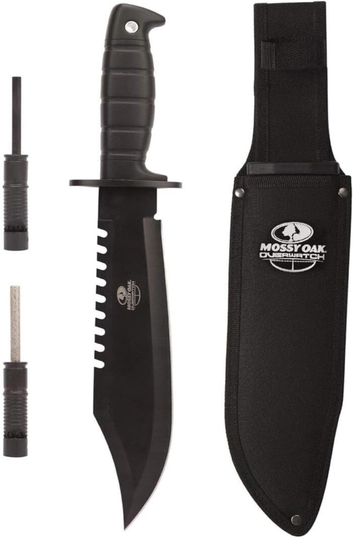 Mossy Oak Survival Hunting Knife with Sheath, 15-inch Fixed Blade Tactical Bowie Knife with Sharpener & Fire Starter for Camping, Outdoor, Bushcraft - Image 8