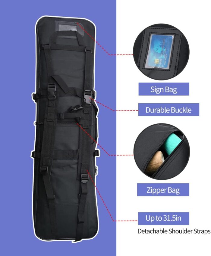 32"/37"/46" Rifle Bag, Black/Khaki/Green Tactical Long Rifle Backpack, Portable Shotgun Case for Firearm Storage and Transportation, Suitable for Outdoor Hunting Shooting - Image 4