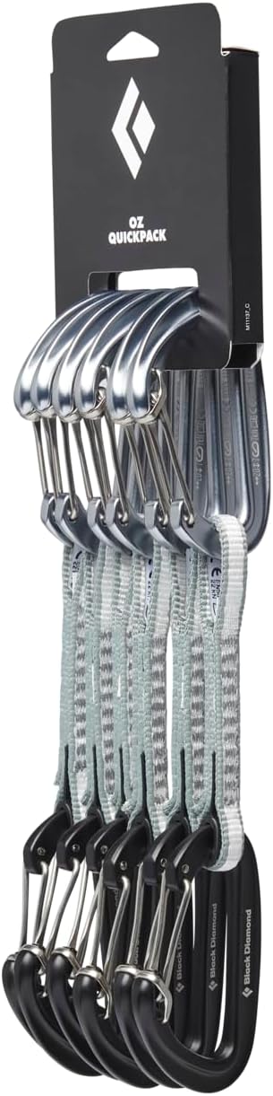 Black Diamond Oz Quickpack 6-Pack Set of Rock Climbing Quickdraws with Wiregate Carabiners