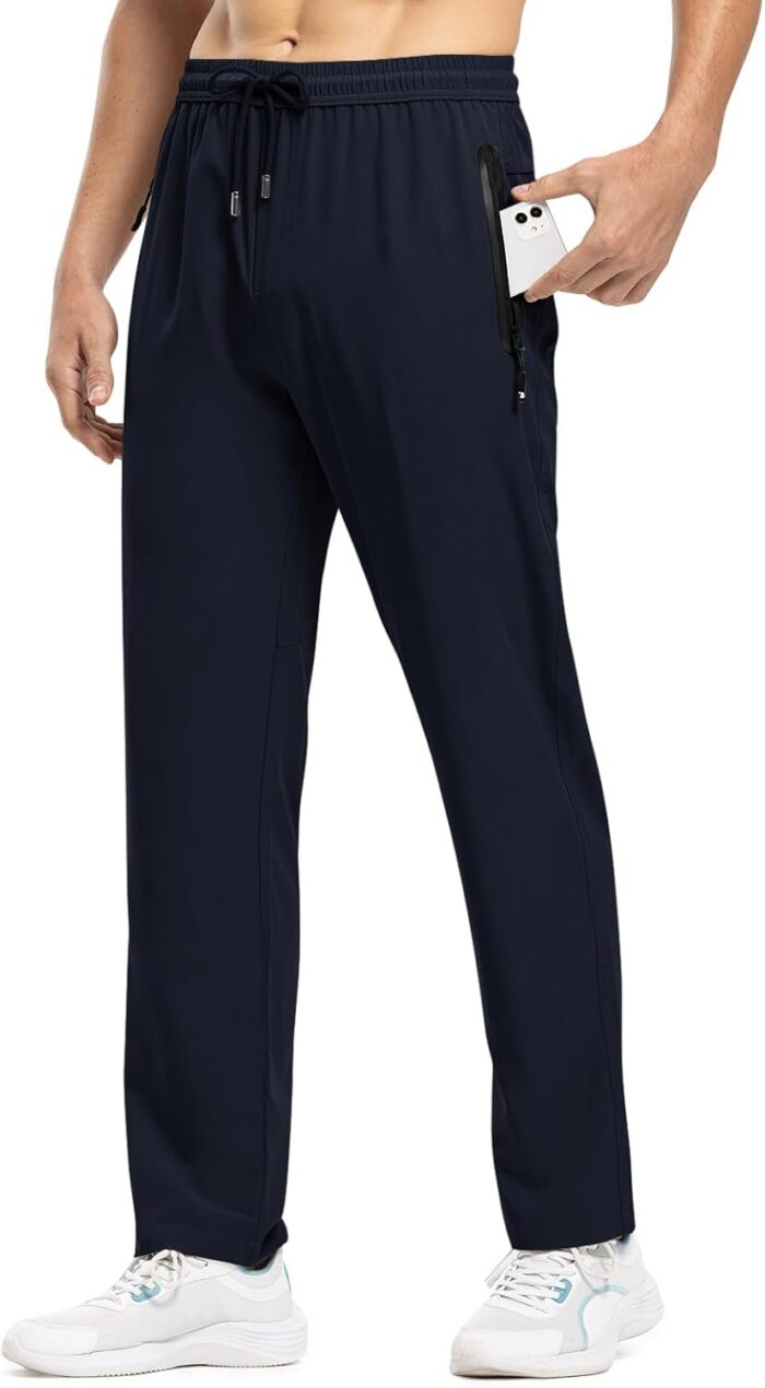 TBMPOY Men's Lightweight Hiking Travel Pants Breathable Athletic Fishing Active Joggers Zipper Pockets - Image 2
