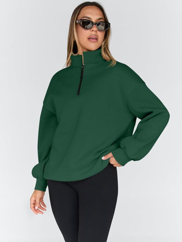 Trendy Queen Womens Oversized Sweatshirts Fall Fashion Hoodies Half Zip Pullover Long Sleeve Shirts Clothes Outfits - Image 3