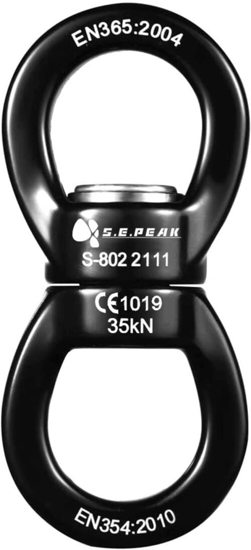 35kN Swing Swivel, CE Certified Safe Swivel Hook, 360°Rotational Device, Silent Hanging Accessory for Tree Swing, Aerial Dance, Swing Spinner Hanger, Rock Climbing, Hanging Hammock,Carabiner