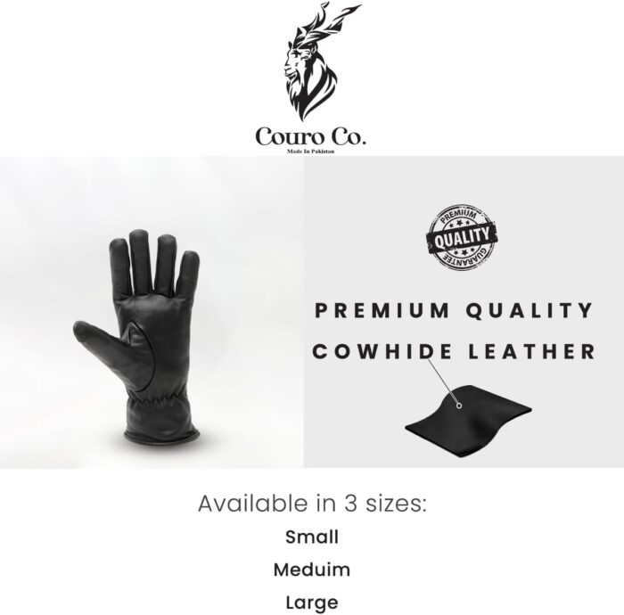 Genuine Cowhide Leather Driver Gloves - Touch Screen, Winter Warm Gloves for Driving, Cycling, Motorcycling - Image 4