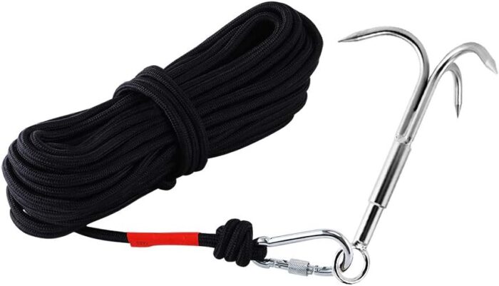 Grappling Hook with 3-Claw Stainless Steel,3 Claw Climbing Carabiner Hook for Retrieving,Outdoor Hiking,Tree Limb Removalr,Salvage.