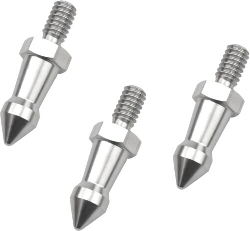 3PCS Threaded Tripod Spike Stainless Steel 1/4 inch Silver Mountaineering Stick Spike for Lens Plate Button Head Light Stand Monopod Ball Head Monopod Photo Accessories