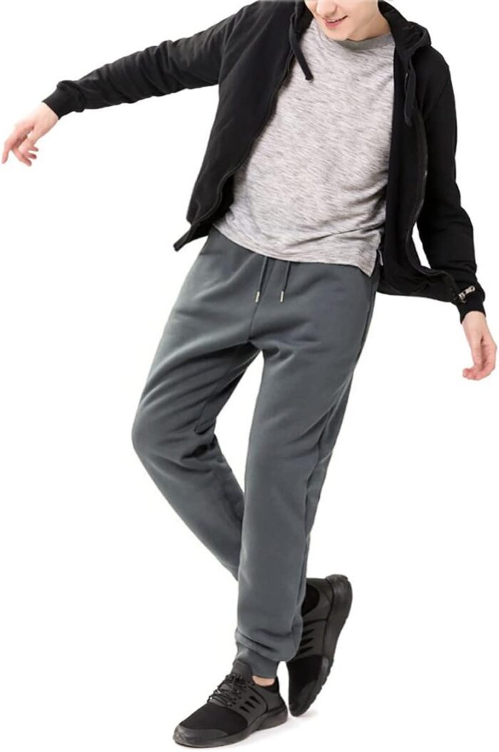 Yameekamulga Men's Winter Fleece Pants Sherpa Lined Sweatpants Active Athletic Running Jogger Track Causal Pants - Image 2