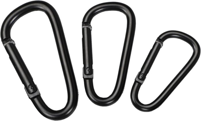 4Pcs Black Small Carabiner Clips Aluminum Alloy Spring Snap Hooks Mountaineering Buckle Outdoor Camping D Rings Clip Hook D Rings Clip Hook Mini Keychain Carabiner Outdoor Gear Accessories - Image 2