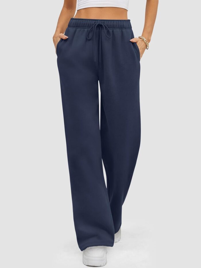 ATHMILE Womens Sweatpants 2025 Baggy Wide Fleece Lined Straight Leg Pants - Image 4