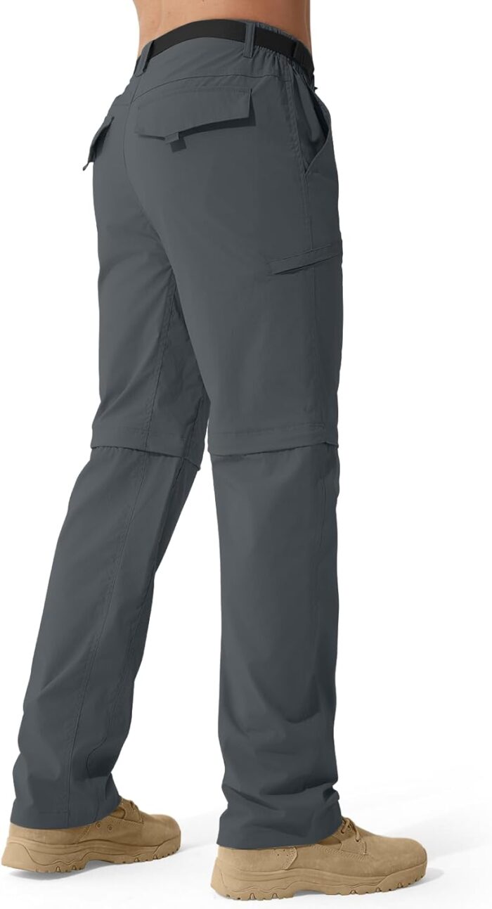 FREE SOLDIER Men's Outdoor Convertible Hiking Pants with Belt Lightweight Quick Dry Tactical Cargo Pants Nylon Spandex - Image 2