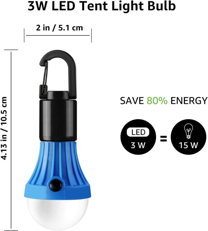 Lepro LED Camping Lantern, Camping Essentials, 3 Lighting Modes, Hanging Tent Light Bulbs with Clip Hook for Camping, Hiking, Hurricane, Storms, Outages, Collapsible, Batteries Included, 4 Packs - Image 6
