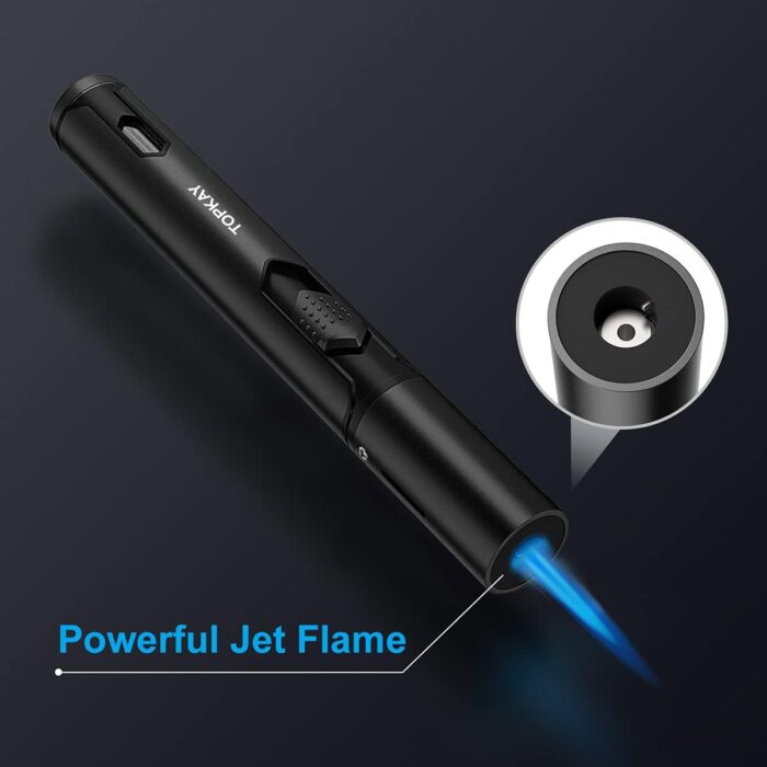 Torch Lighters, 2 Pack, Butane Lighters, Adjustable Jet Flame Torch Lighters, Windproof Butane Refillable Gas Torch Lighter Long Lighter for Candle, Grill, BBQ, Fireworks(Butane Not Included) - Image 4