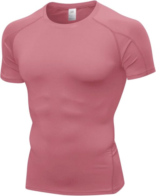 Men's Compression Shirts, Workout Tops Short Sleeve Athletic Base Layer T-Shirts Sports Gear Gym Shirt for Running