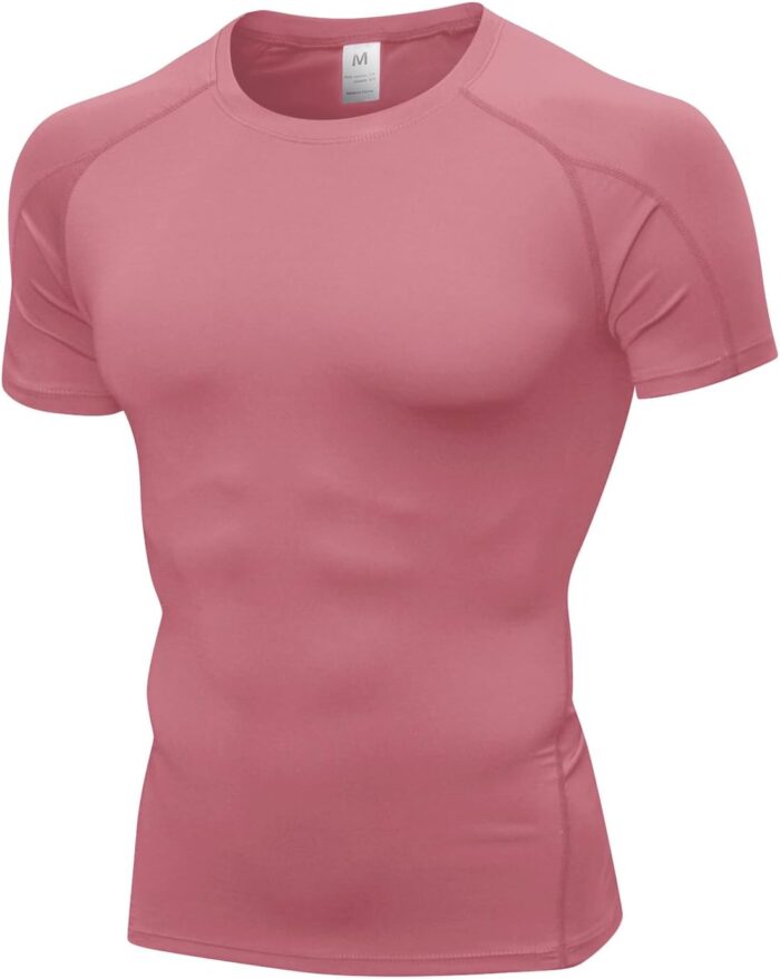 Men's Compression Shirts, Workout Tops Short Sleeve Athletic Base Layer T-Shirts Sports Gear Gym Shirt for Running