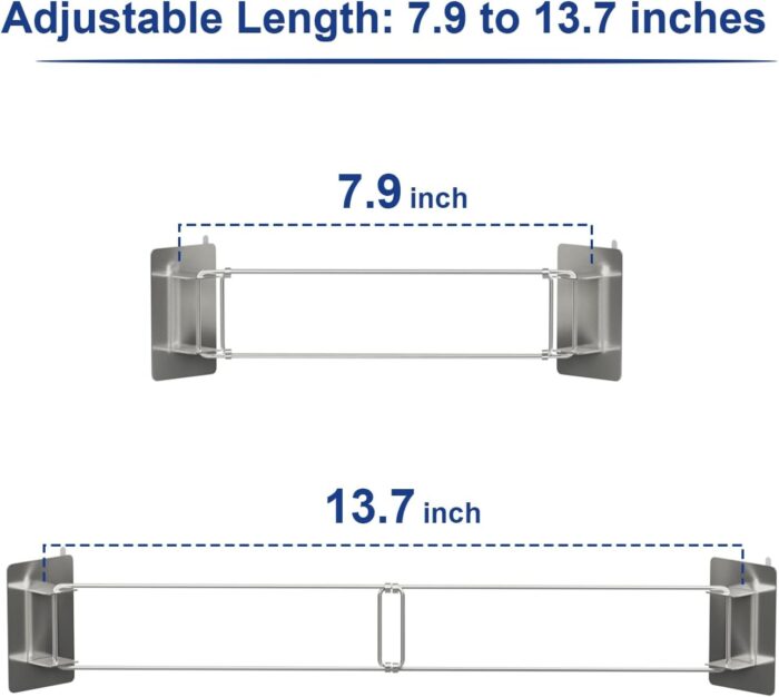 Safoner RV Shower Corner Storage Bar- Adjustable Stainless Steel Rod for Corner Shelves in Camper, Length 7.9-13.7 inches- RV Bathroom Organization Must Have Accessories (2 Pack - Image 2
