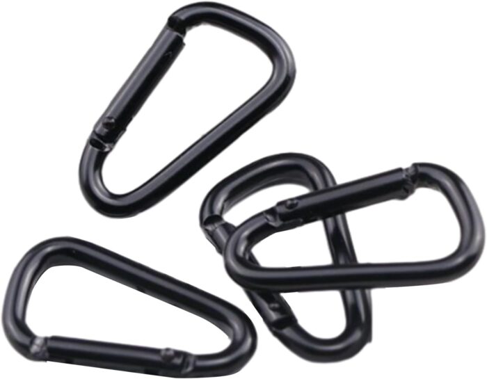 4Pcs Black Small Carabiner Clips Aluminum Alloy Spring Snap Hooks Mountaineering Buckle Outdoor Camping D Rings Clip Hook D Rings Clip Hook Mini Keychain Carabiner Outdoor Gear Accessories - Image 5