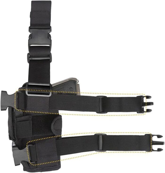 Molle Tactical Pistol Thigh Gun Holster, Drop Leg Holster, Right Hand Adjustable - Image 7