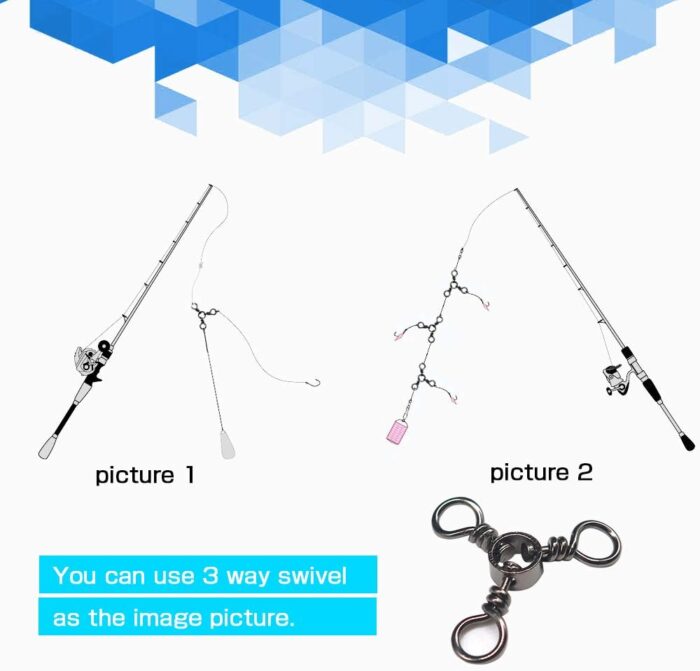 AMYSPORTS Fishing Connector Fish Swivels Tackle 3 Way Fishing Swivel Saltwater Freshwater Fishing Tackle Accessories Crossline Trolling Line Lure Connector - Image 3