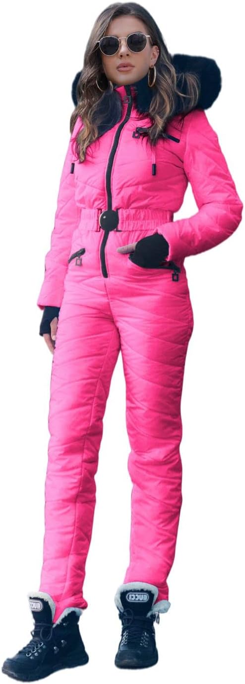 Yousify Womens Onesie Ski Suit Winter Outdoor Sports Waterproof Snowsuit Jumpsuits Jacket